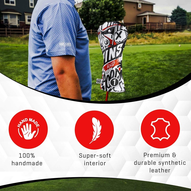 Pins & Aces غطاء رأس جولف Pins & Aces Golf Co. LE Graffiti - غطاء رأس مصنوع يدويًا من الجلد الفاخر - غطاء نادي جولف بتصميم حضري وجودة جولة - صمم وزين حقيبة جولف الخاصة بك (سائق) - Image 3